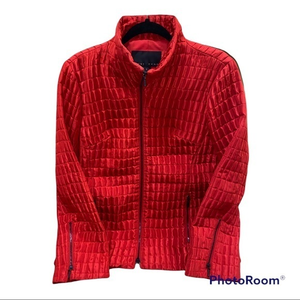 Yansi Fugel Red quilted jacket size small Chic Cocktail Party